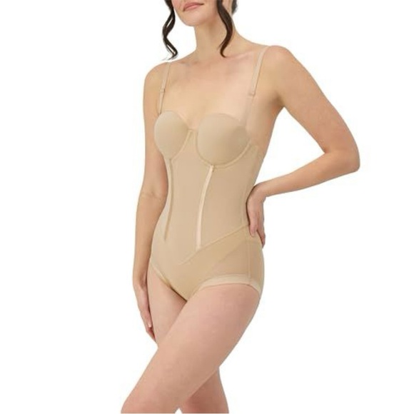 Maidenform 34C Latte Lift Nude Shapewear Bodysuit Built in Bra Shapewear - Picture 1 of 10